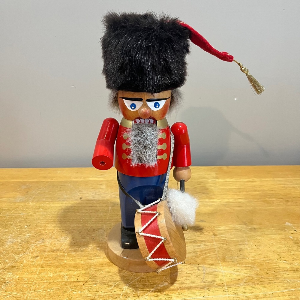 Steinbach Nutcracker Drummer Soldier Handmade Germany‎ Vtg Red Wood Missing Hand
